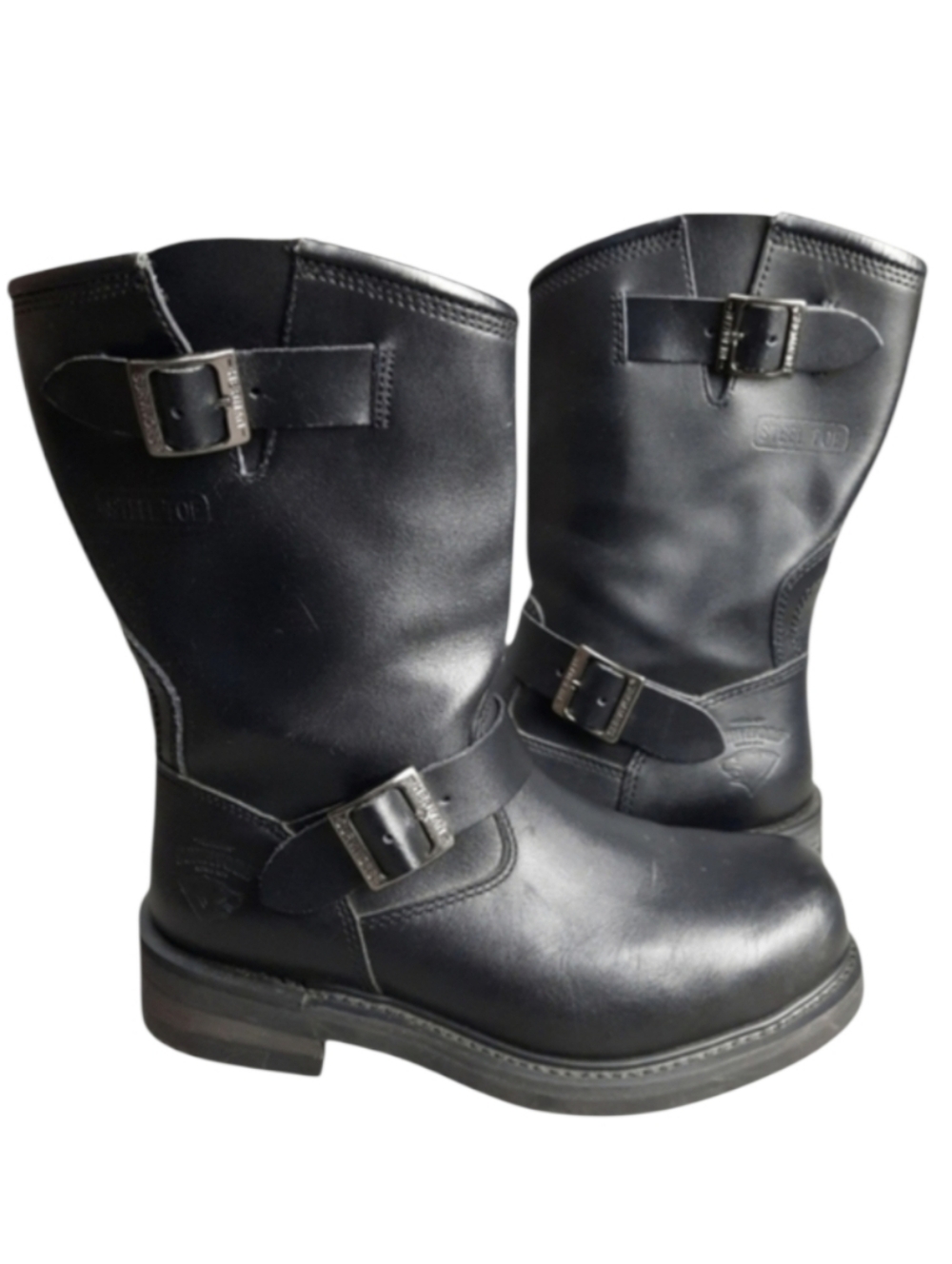 Herman Survivors Steel Toe Biker Black Leather ANSI Rated Boots SZ 8